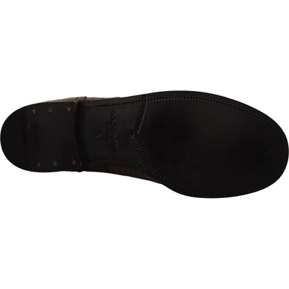 Dolce & Gabbana Gray Crocodile Leather Derby Boots Dolce & Gabbana