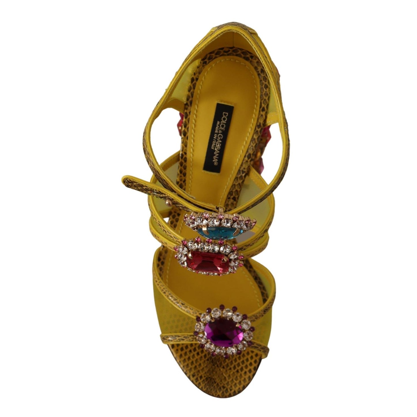 Dolce & Gabbana Yellow Leather Crystal Ayers Sandals Shoes