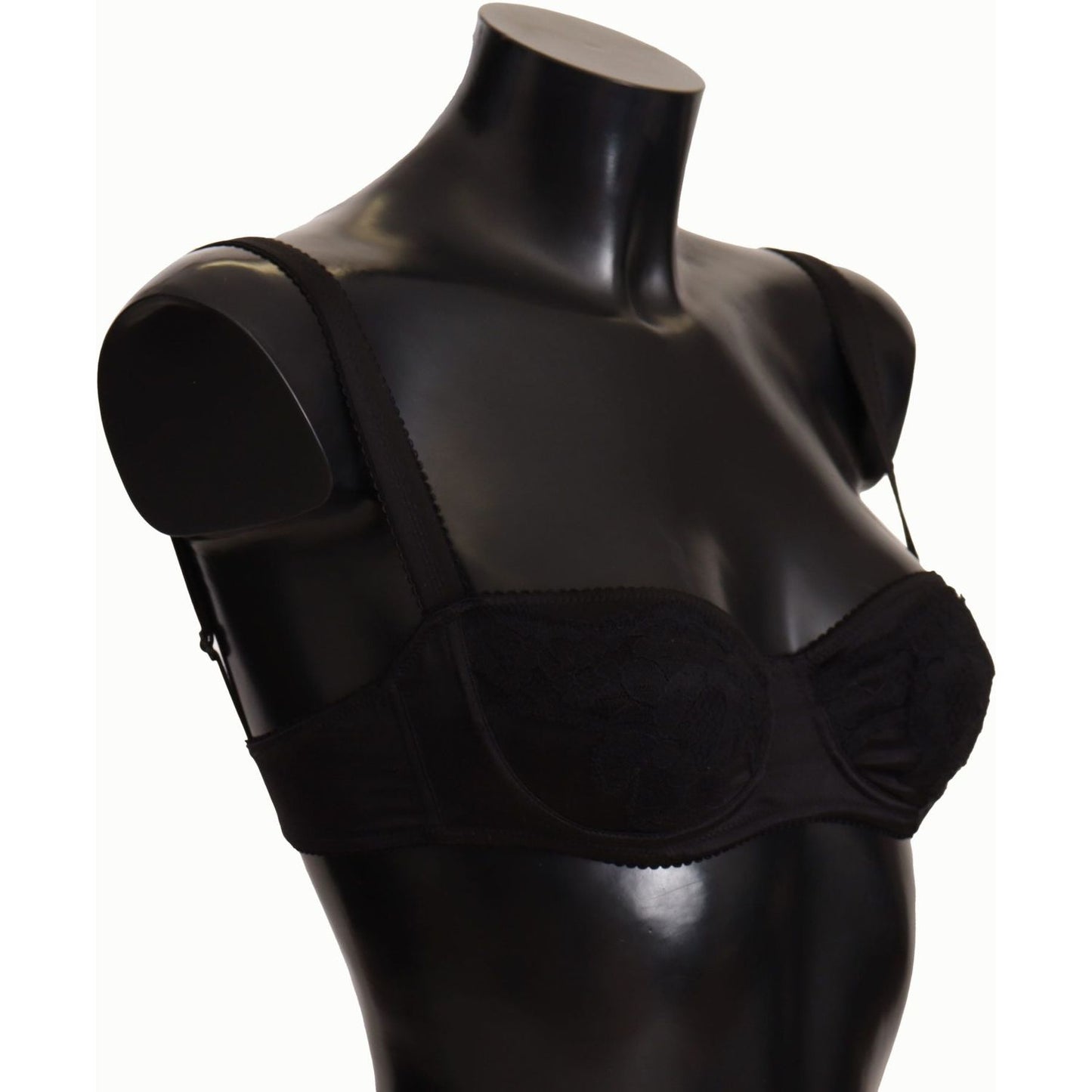 Dolce & Gabbana Black Polka Dot Satin Lace Balconette Bra Dolce & Gabbana