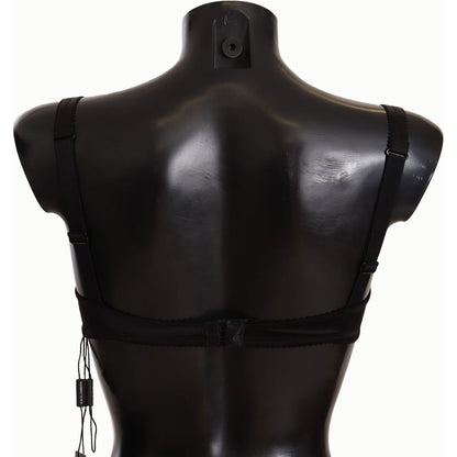 Dolce & Gabbana Black Polka Dot Satin Lace Balconette Bra Dolce & Gabbana