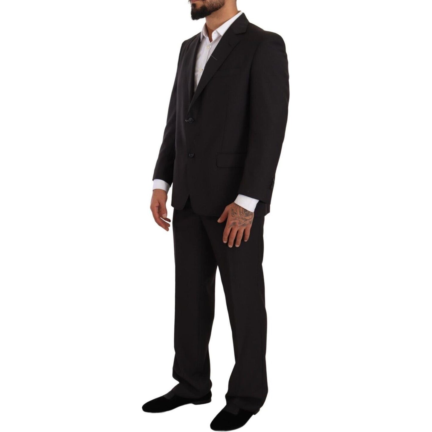 Domenico Tagliente Gray Polyester Single Breasted Formal Suit Domenico Tagliente