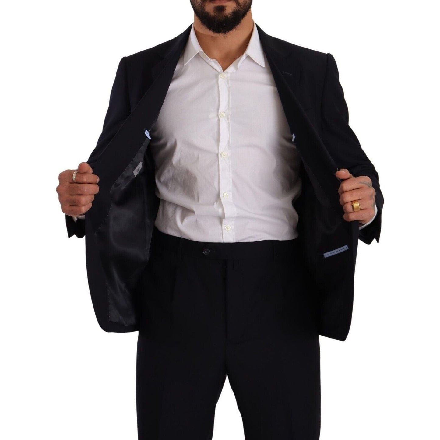 Domenico Tagliente Blue Polyester Single Breasted Formal Suit Domenico Tagliente