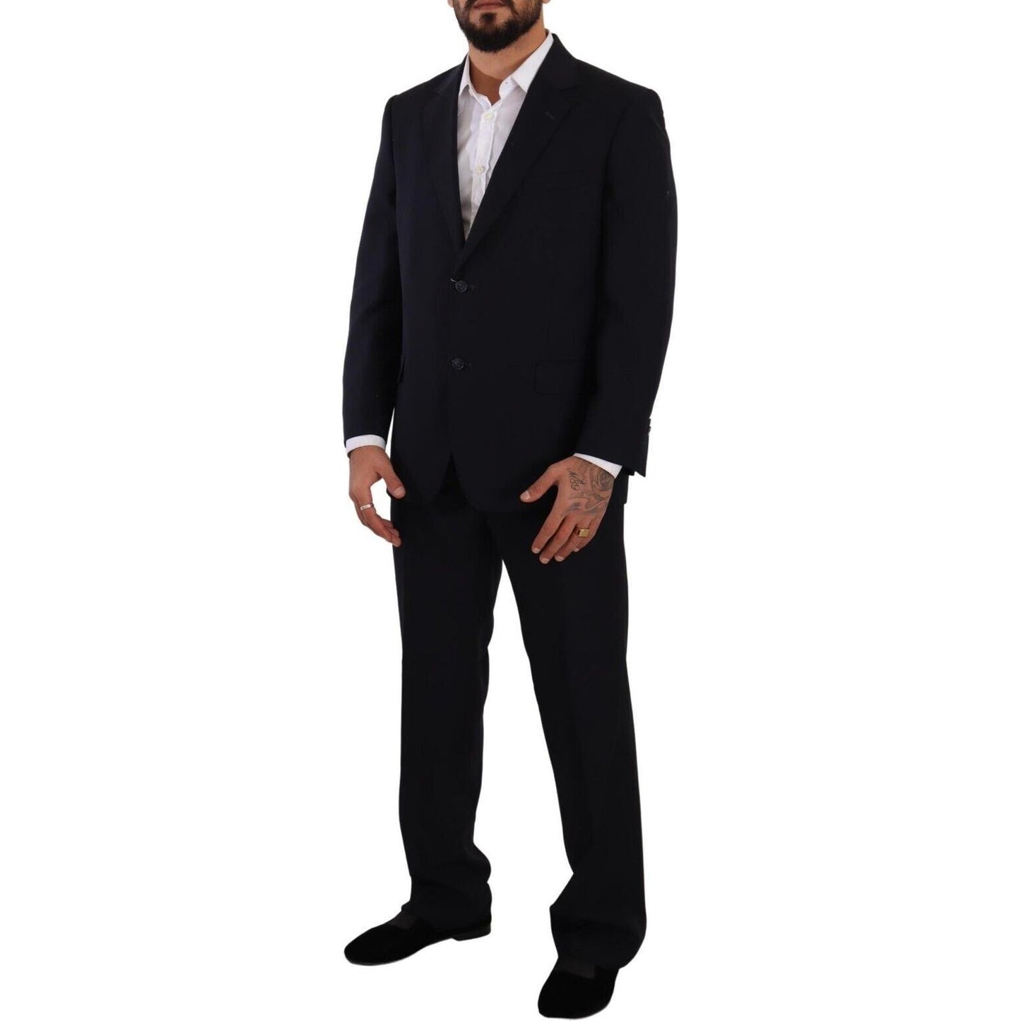 Domenico Tagliente Blue Polyester Single Breasted Formal Suit Domenico Tagliente