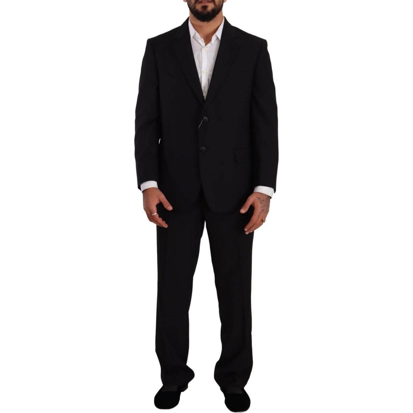 Domenico Tagliente Black Polyester Single Breasted Formal Suit Domenico Tagliente