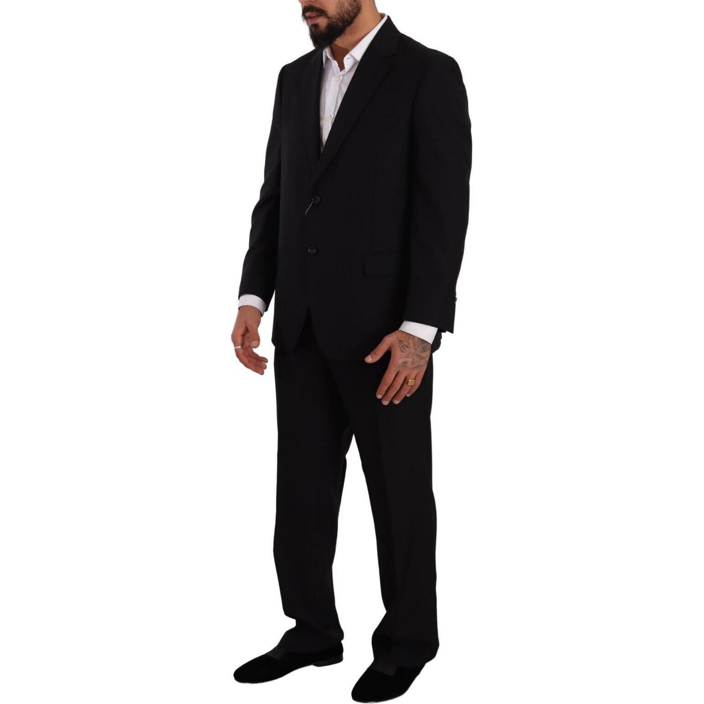 Domenico Tagliente Black Polyester Single Breasted Formal Suit Domenico Tagliente