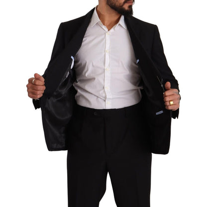 Domenico Tagliente Black Polyester Single Breasted Formal Suit Domenico Tagliente