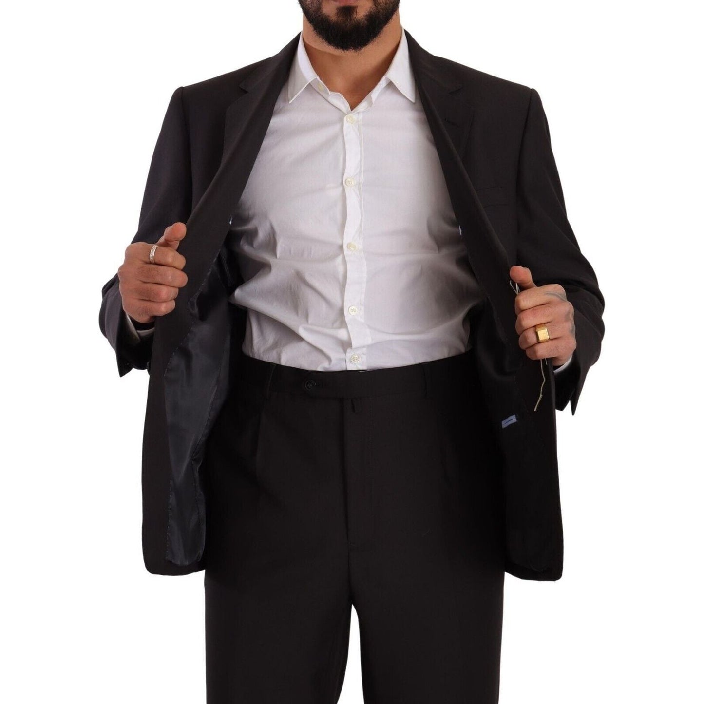 Domenico Tagliente Gray Polyester Single Breasted Formal Suit Domenico Tagliente