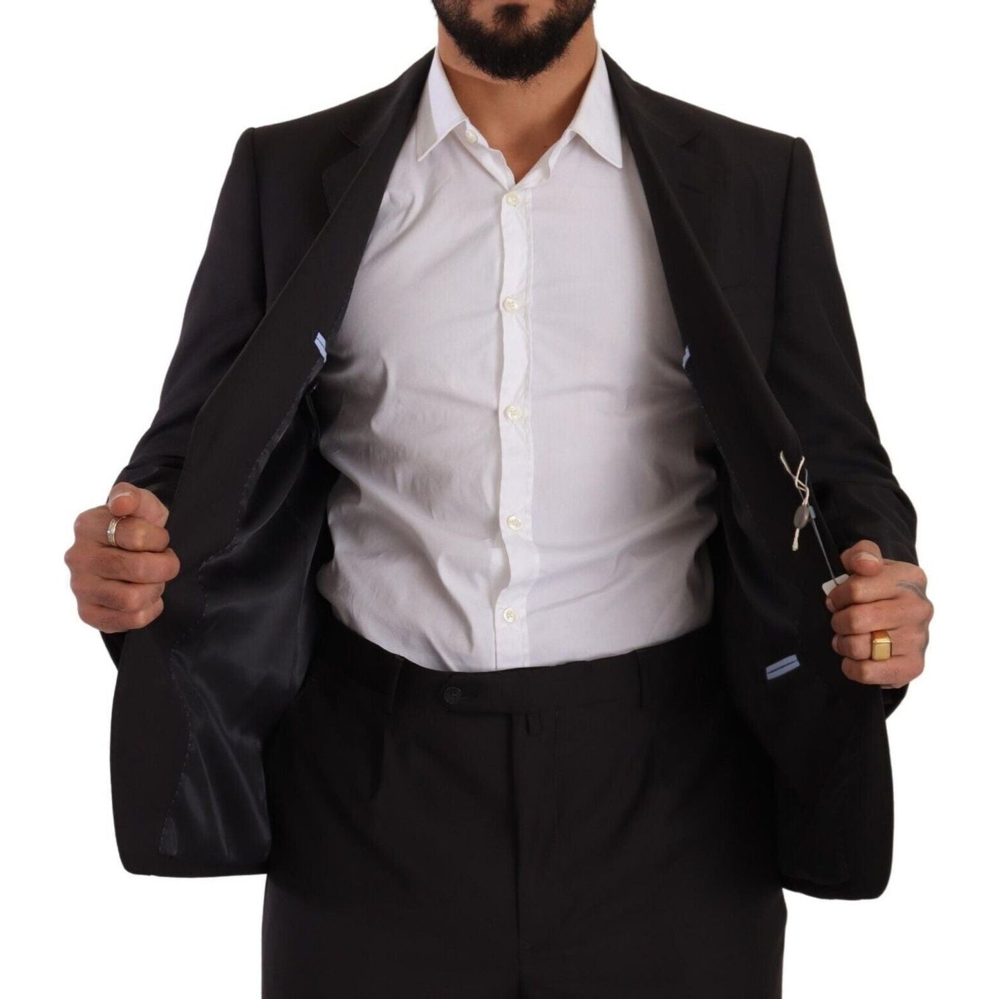 Domenico Tagliente Dark Gray Single Breasted Formal Suit Domenico Tagliente