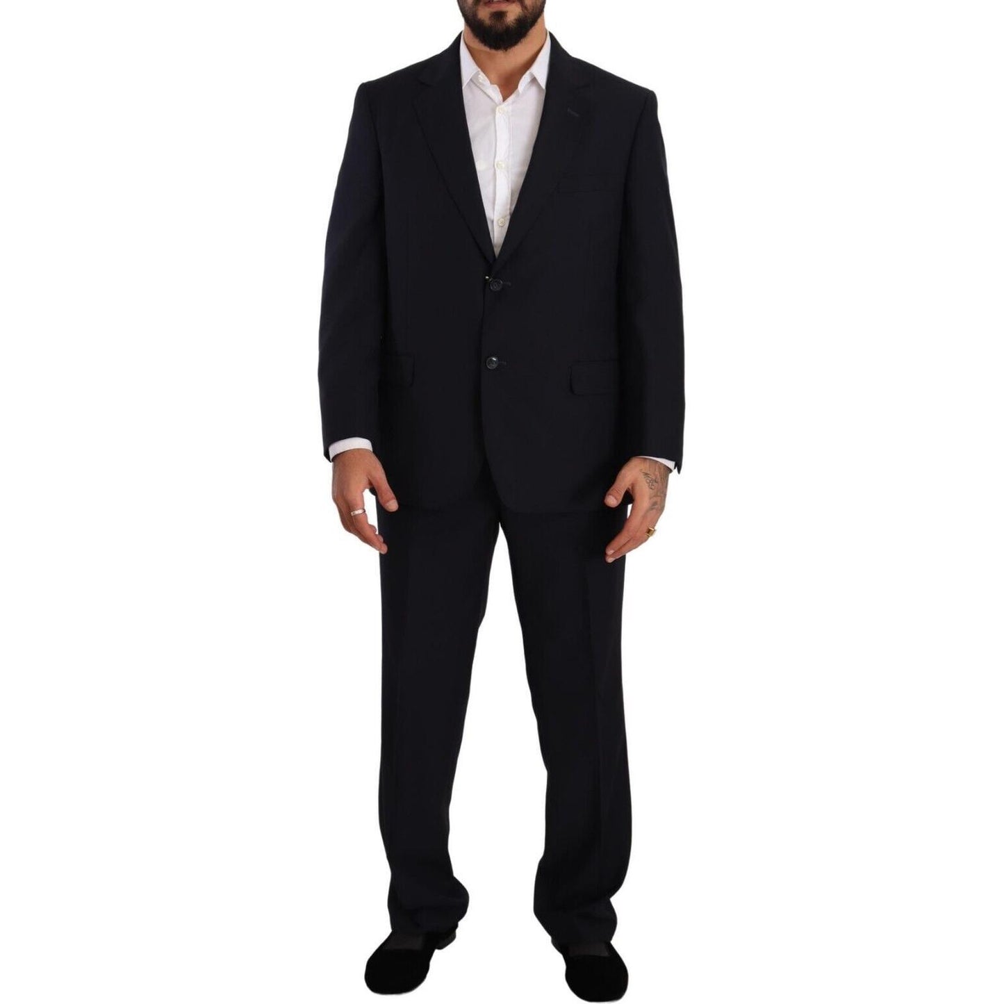 Domenico Tagliente Blue Polyester Single Breasted Formal Suit Domenico Tagliente