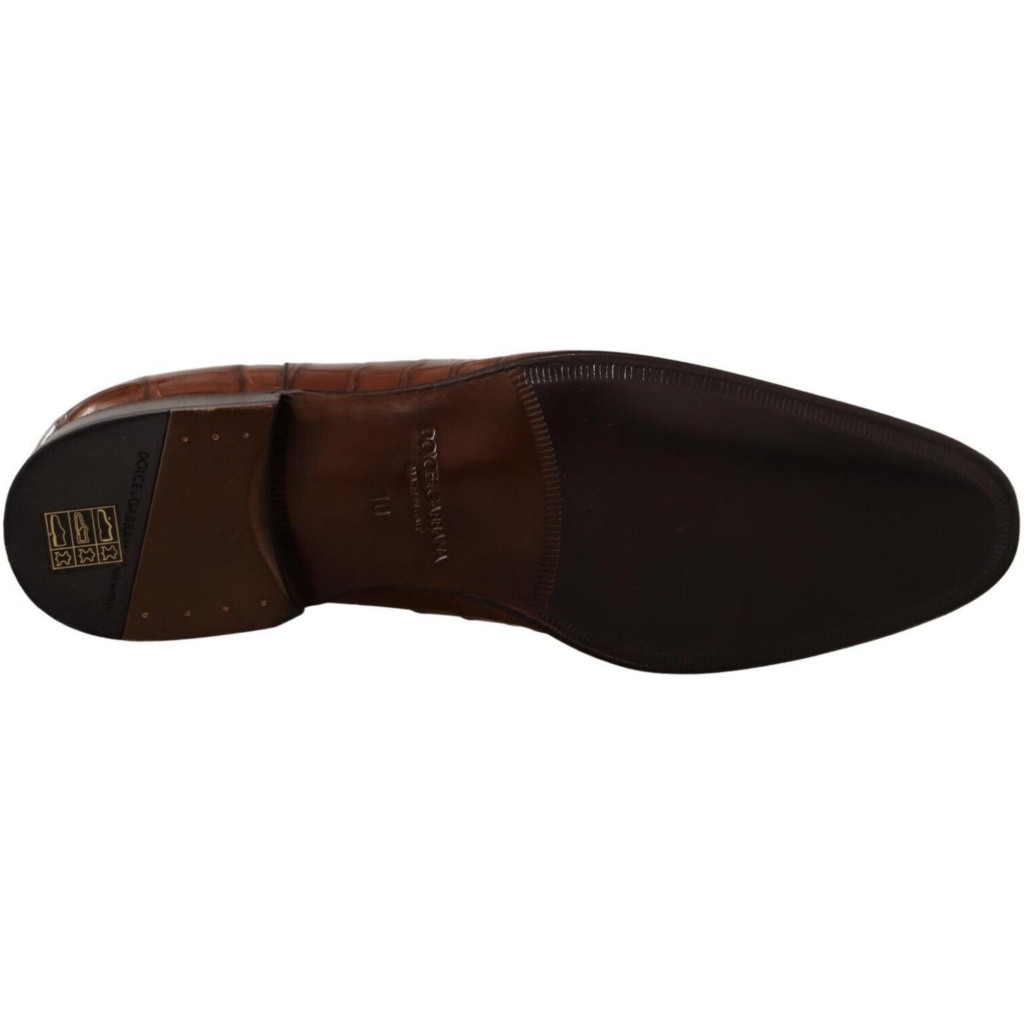 Dolce & Gabbana Brown Crocodile Leather Mens Formal Derby Shoes Dolce & Gabbana