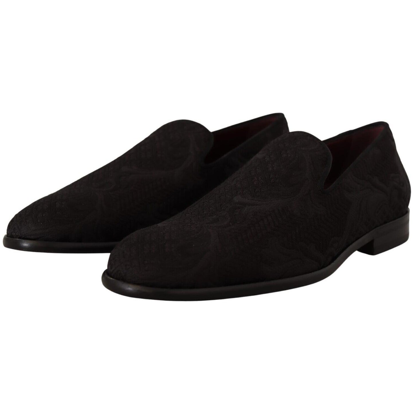 Dolce & Gabbana Black Floral Brocade Slippers Loafers Shoes Dolce & Gabbana