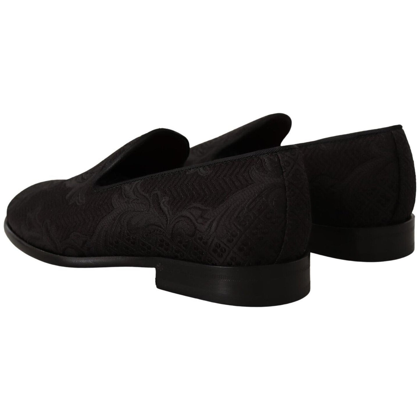 Dolce & Gabbana Black Floral Brocade Slippers Loafers Shoes Dolce & Gabbana