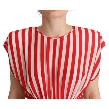 Dolce & Gabbana Red White Stripes Silk Mini A-line Dress Dolce & Gabbana