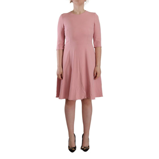 Dolce & Gabbana Pink 3/4 Sleeves Viscose Blend A-line Dress