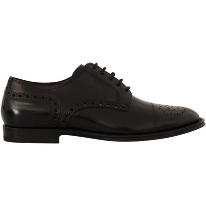 Dolce & Gabbana Black Leather Wingtip Mens Formal Derby Shoes Dolce & Gabbana