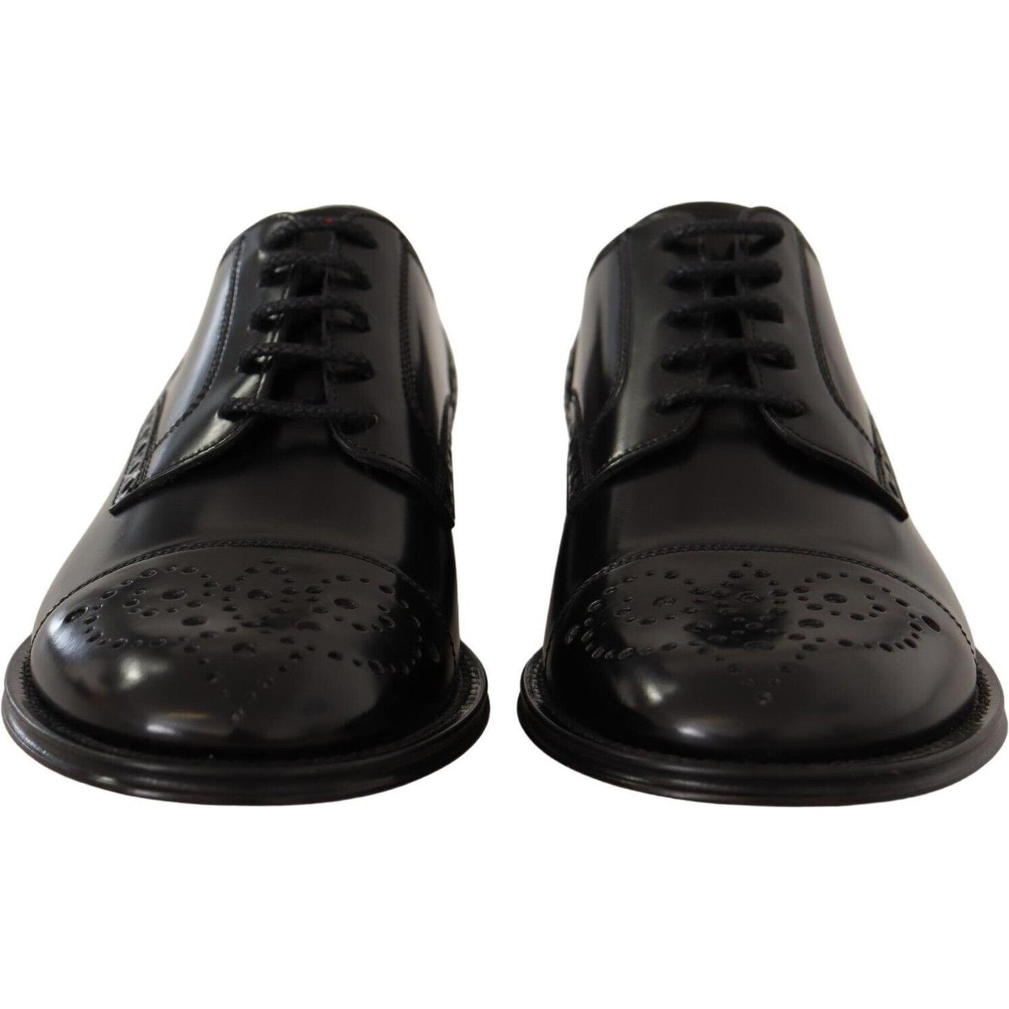 Dolce & Gabbana Black Leather Wingtip Mens Formal Derby Shoes Dolce & Gabbana
