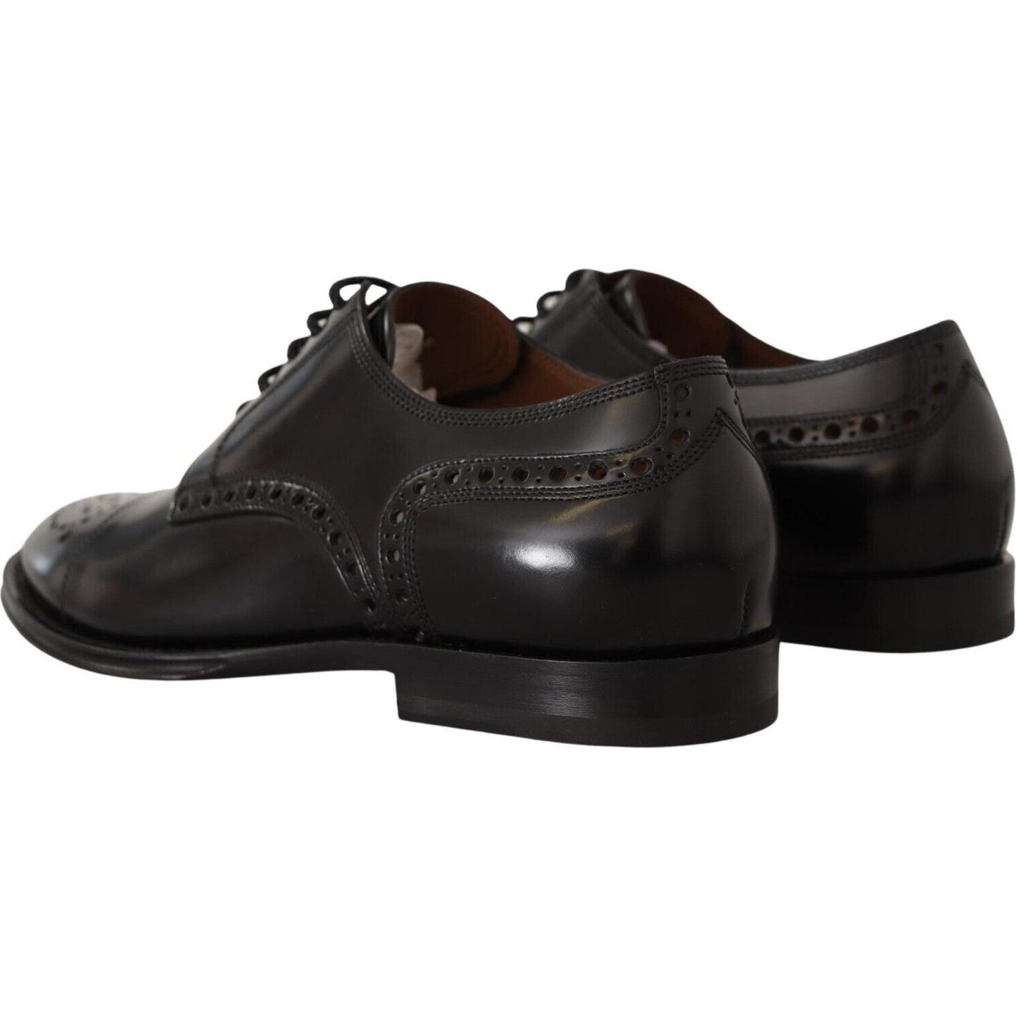 Dolce & Gabbana Black Leather Wingtip Mens Formal Derby Shoes Dolce & Gabbana