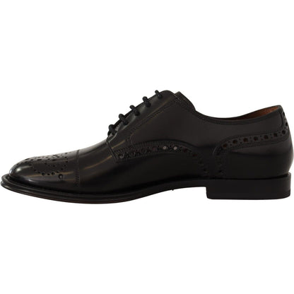 Dolce & Gabbana Black Leather Wingtip Mens Formal Derby Shoes Dolce & Gabbana