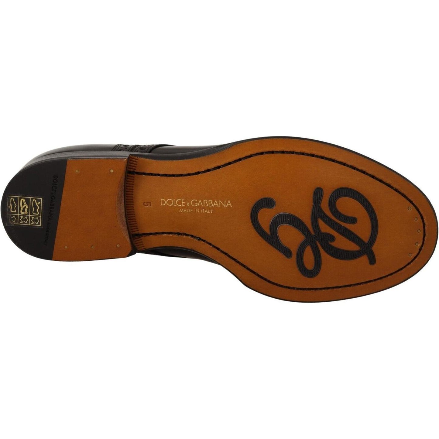 Dolce & Gabbana Black Leather Wingtip Mens Formal Derby Shoes Dolce & Gabbana