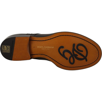 Dolce & Gabbana Black Leather Wingtip Mens Formal Derby Shoes Dolce & Gabbana