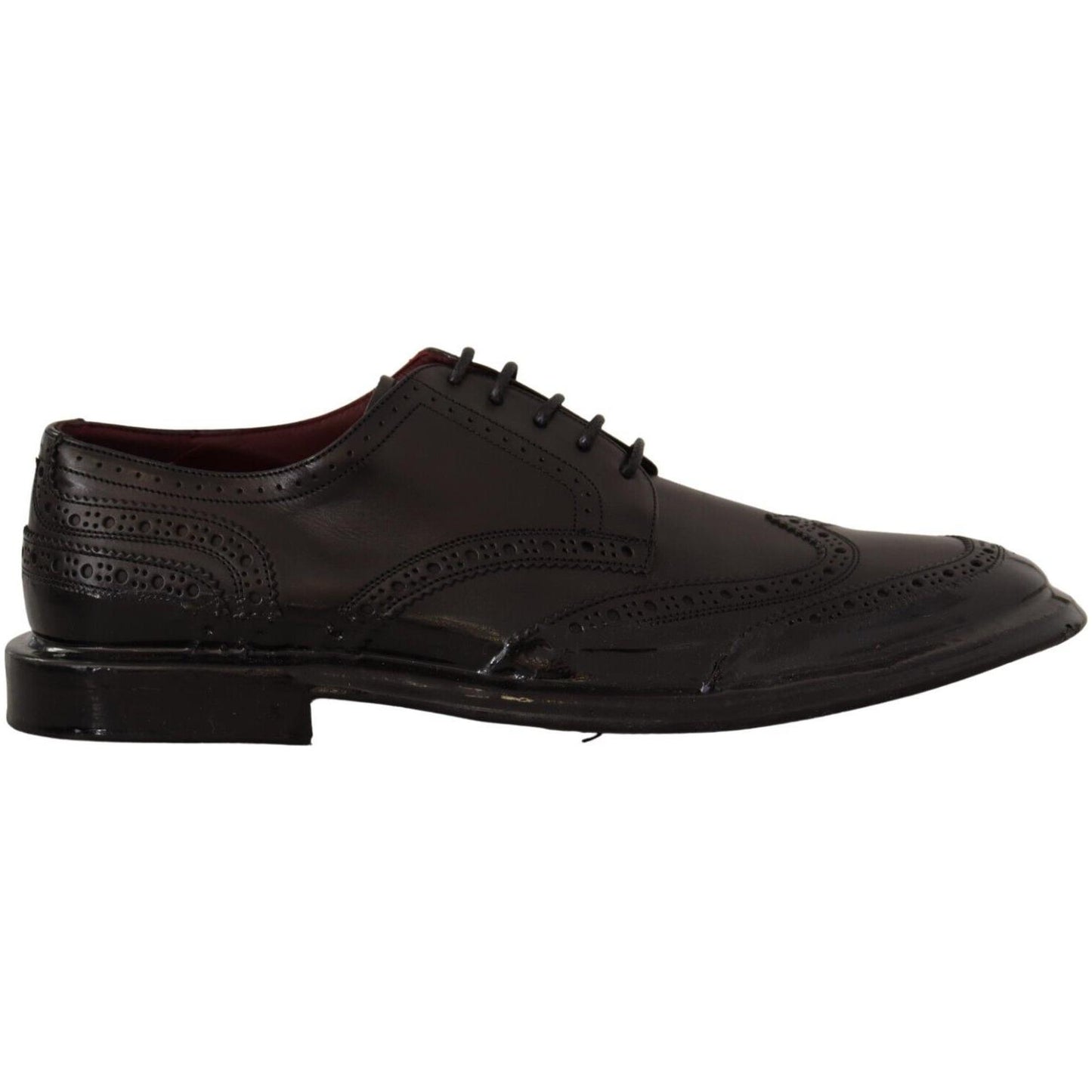 Dolce & Gabbana Black Leather Oxford Wingtip Formal Derby Shoes Dolce & Gabbana