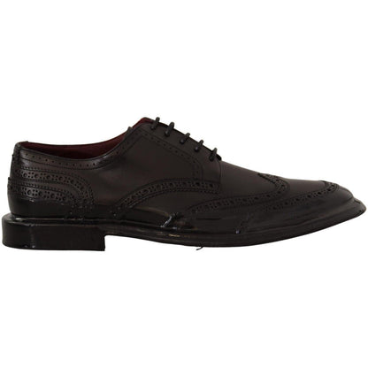 Dolce & Gabbana Black Leather Oxford Wingtip Formal Derby Shoes Dolce & Gabbana