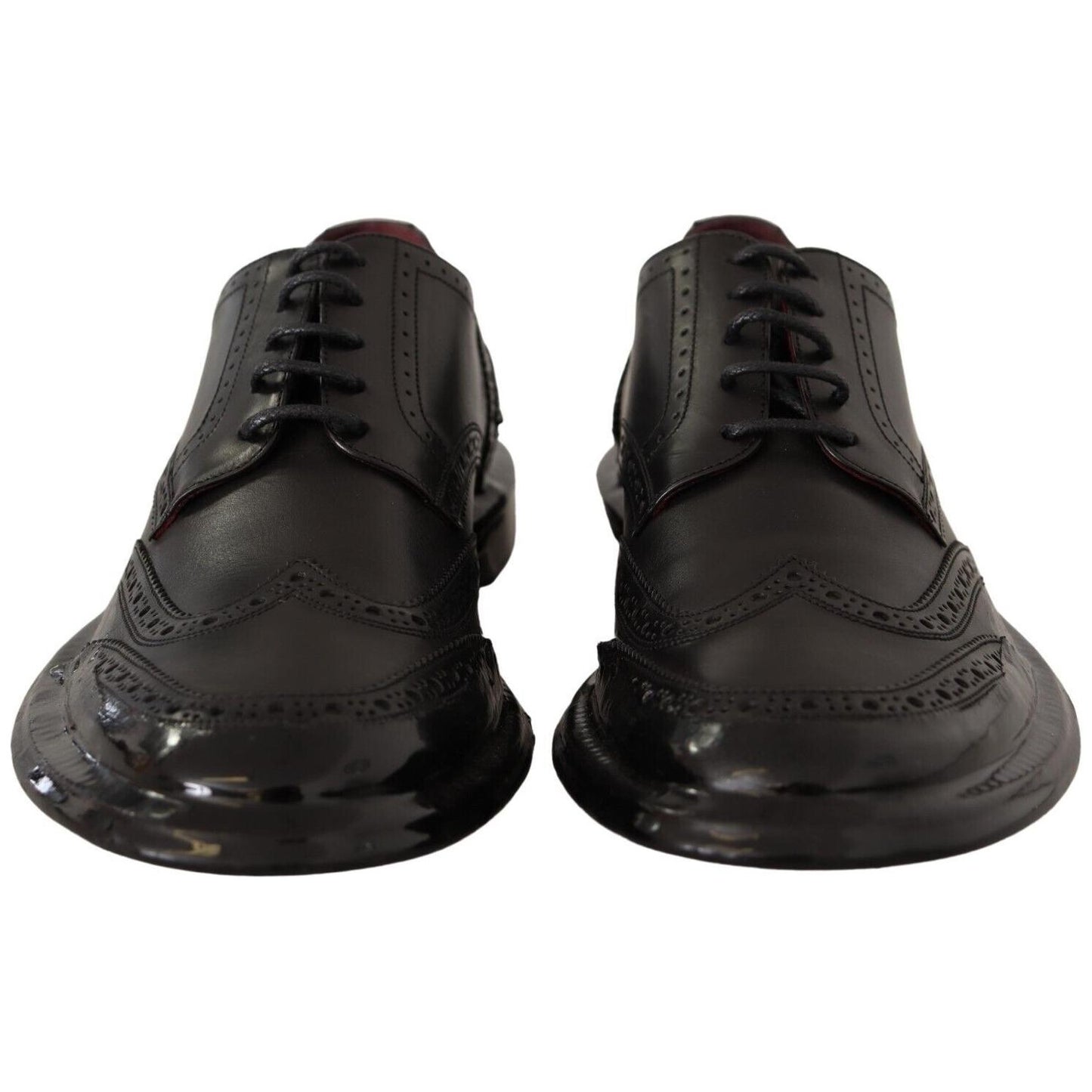 Dolce & Gabbana Black Leather Oxford Wingtip Formal Derby Shoes Dolce & Gabbana