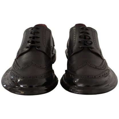 Dolce & Gabbana Black Leather Oxford Wingtip Formal Derby Shoes Dolce & Gabbana