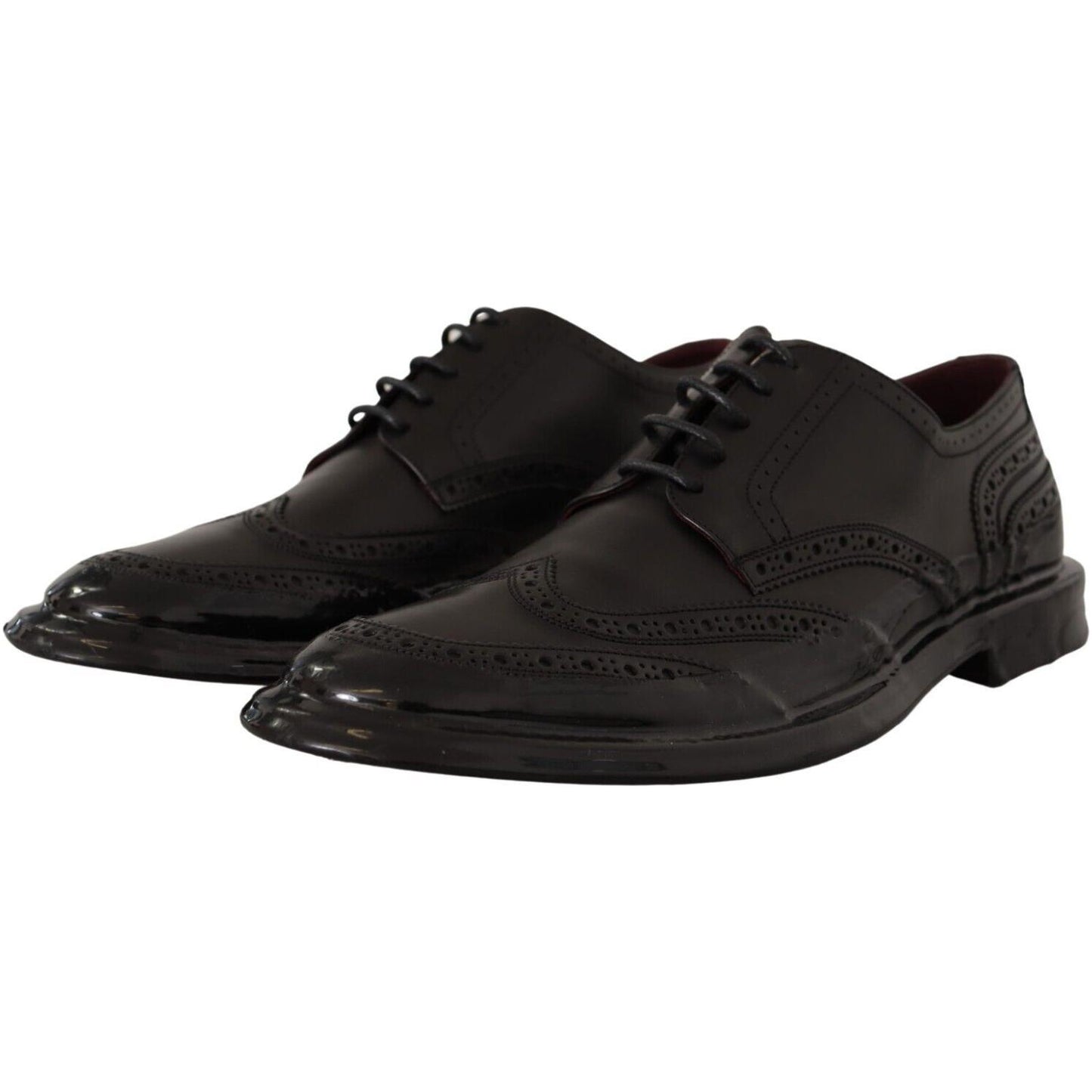 Dolce & Gabbana Black Leather Oxford Wingtip Formal Derby Shoes Dolce & Gabbana