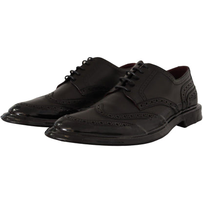 Dolce & Gabbana Black Leather Oxford Wingtip Formal Derby Shoes Dolce & Gabbana