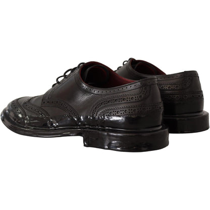 Dolce & Gabbana Black Leather Oxford Wingtip Formal Derby Shoes Dolce & Gabbana