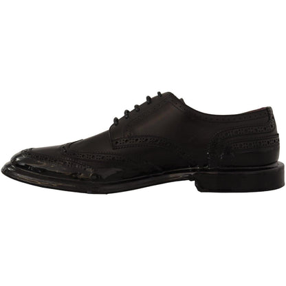 Dolce & Gabbana Black Leather Oxford Wingtip Formal Derby Shoes Dolce & Gabbana