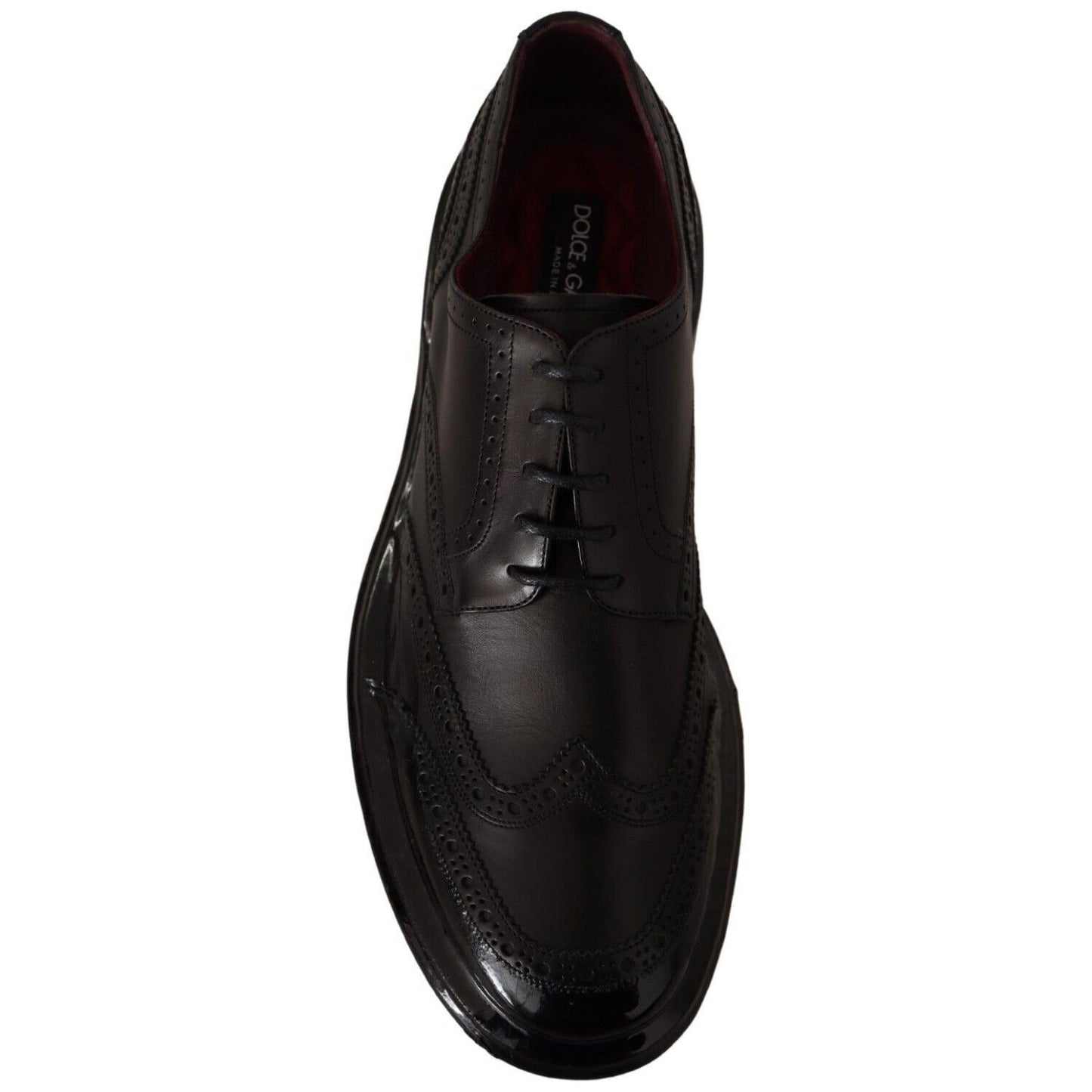 Dolce & Gabbana Black Leather Oxford Wingtip Formal Derby Shoes Dolce & Gabbana