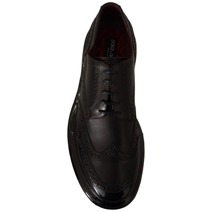 Dolce & Gabbana Black Leather Oxford Wingtip Formal Derby Shoes Dolce & Gabbana