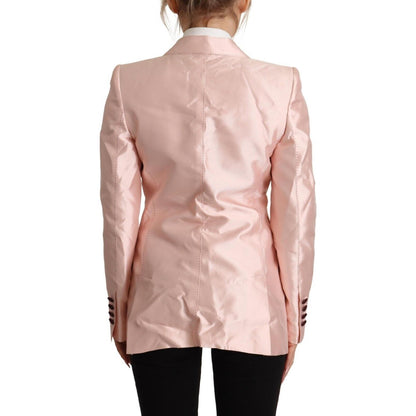 Dolce & Gabbana Pink Satin Long Sleeves Blazer Coat Jacket Dolce & Gabbana