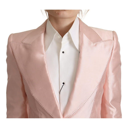 Dolce & Gabbana Pink Satin Long Sleeves Blazer Coat Jacket Dolce & Gabbana