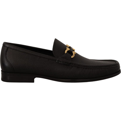 Salvatore Ferragamo Black Calf Leather Moccasins Loafers Shoes Salvatore Ferragamo