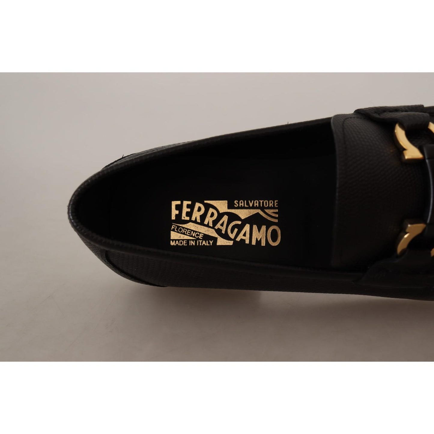 Salvatore Ferragamo Black Calf Leather Moccasins Loafers Shoes Salvatore Ferragamo