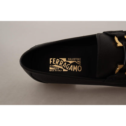 Salvatore Ferragamo Black Calf Leather Moccasins Loafers Shoes Salvatore Ferragamo