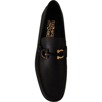 Salvatore Ferragamo Black Calf Leather Moccasins Loafers Shoes Salvatore Ferragamo