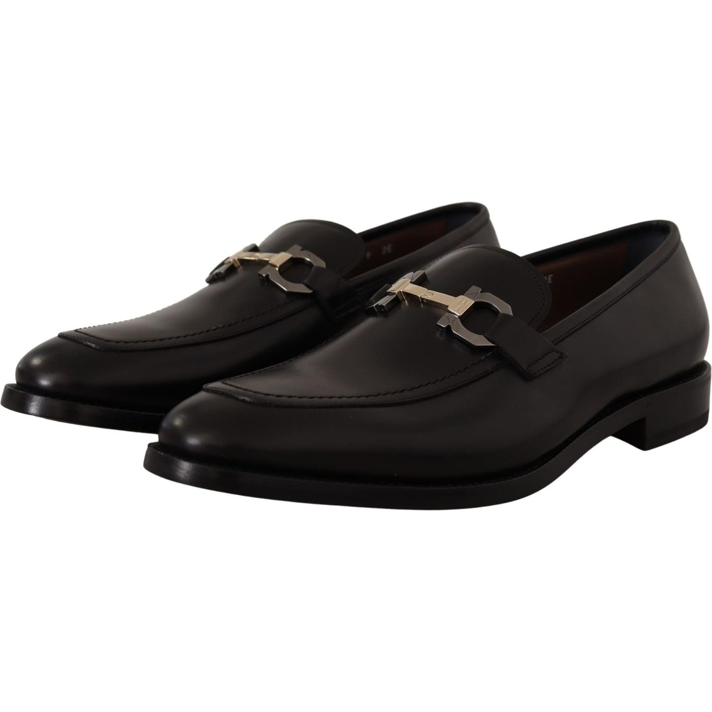 Salvatore Ferragamo Black Calf Leather Moccasin Formal Shoes Salvatore Ferragamo