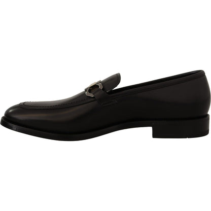 Salvatore Ferragamo Black Calf Leather Moccasin Formal Shoes Salvatore Ferragamo