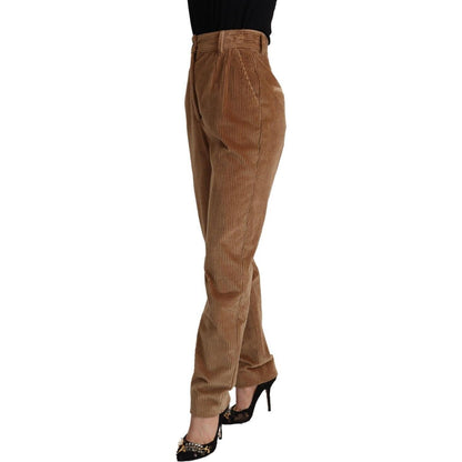 Dolce & Gabbana Brown Cotton Corduroy High Waist Skinny Pants Dolce & Gabbana