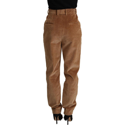 Dolce & Gabbana Brown Cotton Corduroy High Waist Skinny Pants Dolce & Gabbana