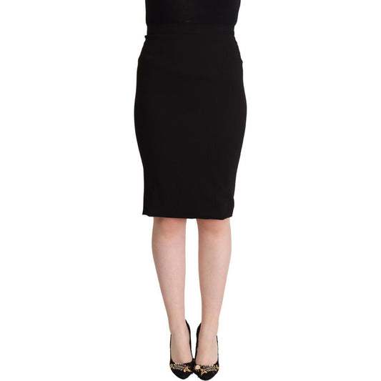 Dolce & Gabbana Black High Waist Knee Length Pencil Cut Skirt Dolce & Gabbana