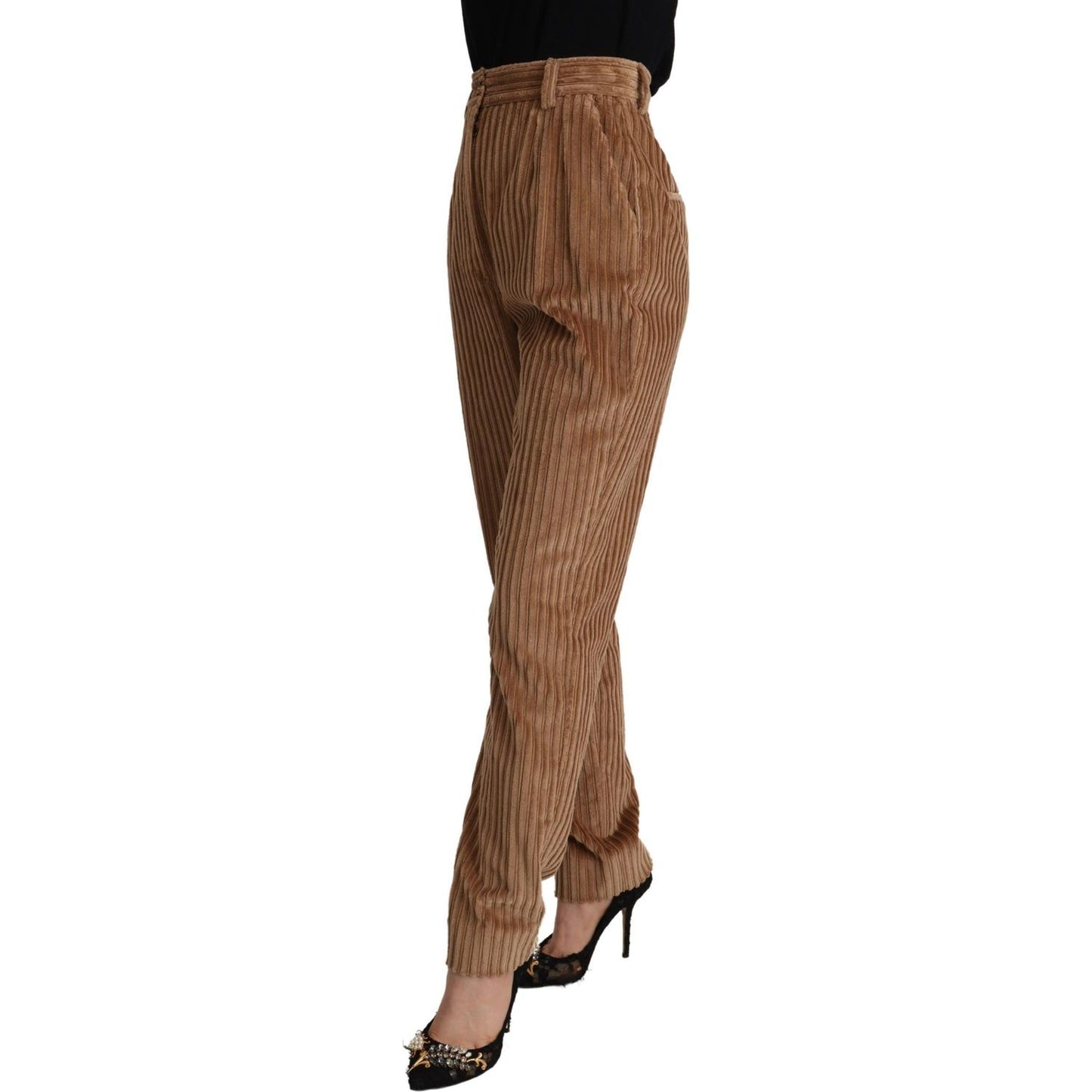 Dolce & Gabbana Brown Corduroy Cotton Trouser Tapered Pants Dolce & Gabbana