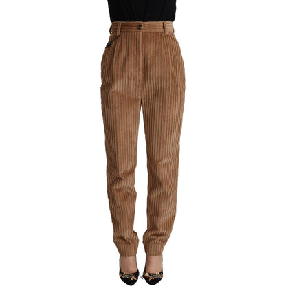 Dolce & Gabbana Brown Corduroy Cotton Trouser Tapered Pants Dolce & Gabbana