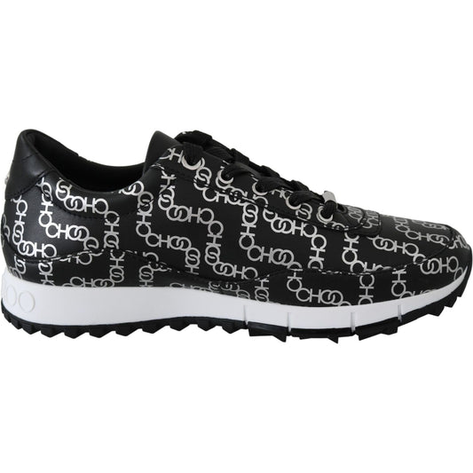 Jimmy Choo Black and Silver Leather Monza Sneakers Jimmy Choo