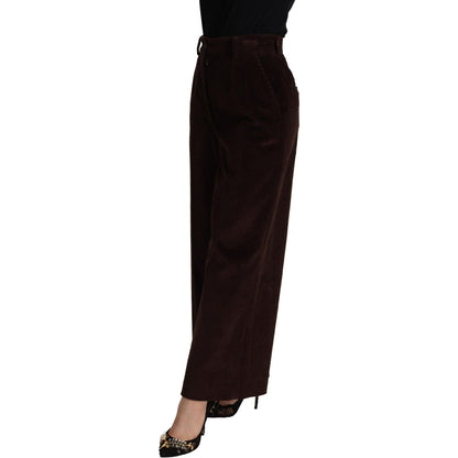 Dolce & Gabbana Black Cotton High Waist Trouser Wide Leg Pants Dolce & Gabbana