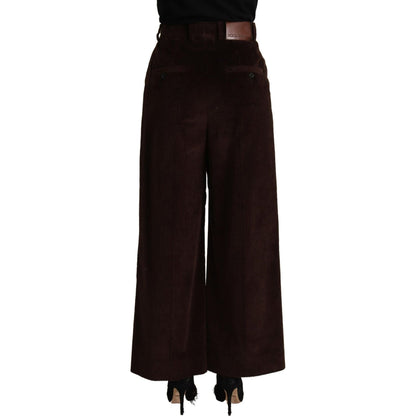 Dolce & Gabbana Black Cotton High Waist Trouser Wide Leg Pants Dolce & Gabbana
